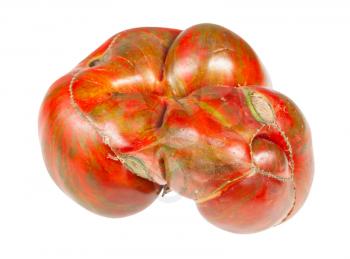 organic large tomato with green veins isolated on white background