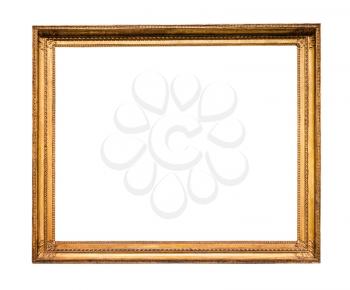 horizontal vintage wooden picture frame with cutout canvas isolated on white background