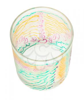 glass painting - empty hand painted glass isolated on white background
