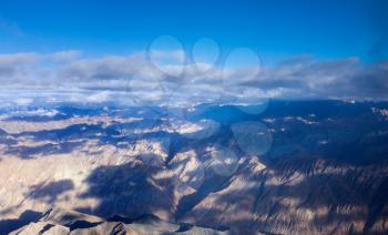 Himalayas mountains aerial view with clouds