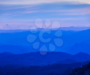 Sunset in mountains in Munnar. Kerala, South India