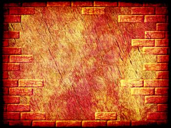 Grungy abstract background with brick frame border.Digitally generated image.