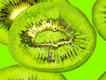 Green kiwi taken closeup suitable as food background.Digitally generated image.