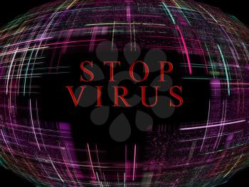 Abstract globe shape on black background with text.Virus Epidemic concept.Digitally generated image.