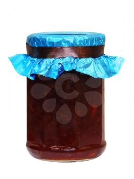 Berry jam jar isolated on white background.