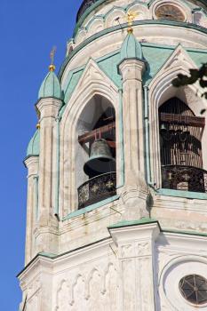 VOLOGDA,RUSSIA-SEPTEMBER 20, 2015.Old bronze bells of St. Sophia Cathedral belltower taken closeup in Vologda,Russia.