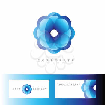 Logo vector template of a corporate blue flower icon symbol