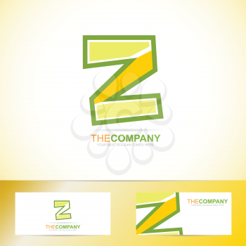 Vector logo template of abstract alphabet letter Z icon with business card