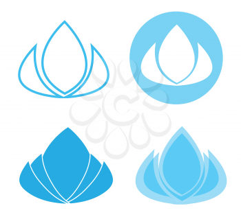 Logo vector design of a blue lotus flower logo set for spa, wellness and beauty
