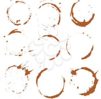 Set of  Coffee Stain, Isolated On White Background. Each one is shot separately.