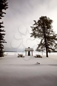 Picnic area in Winter Saskatchewan