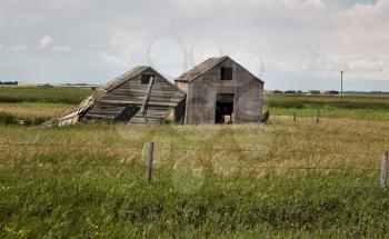 Weathered Wooden Buildings on the Prairie Saskatchewan
