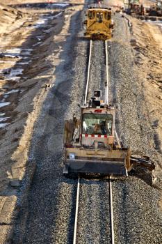 New Railroad Construction with cement rail ties