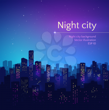 Night city. Vector illustration.