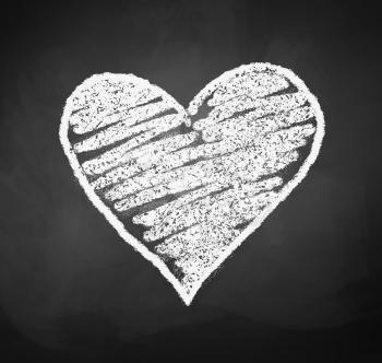 Chalkboard drawing of heart. Vector illustration. Isolated.