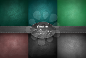 Vector collection of black, brown and green colored school chalkboard backgrounds.
