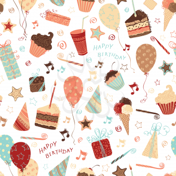 Ornate pattern with birthday elements. Can be used for wrapping paper.