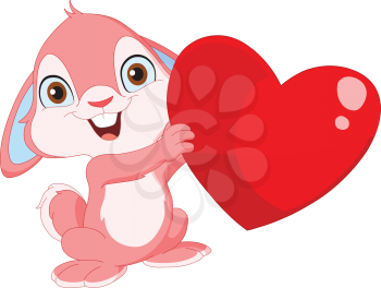 Cute bunny holding a heart