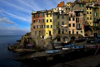 the stairs in the village of riomaggiore in the north of italy,liguria