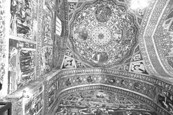 in iran the old    cathedral and traditional gold wall painted 