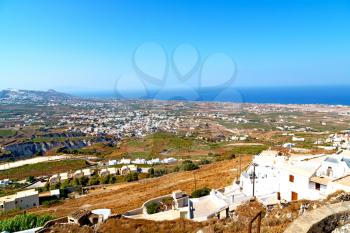  in      cyclades greece santorini  europe the sky sea and village from hill