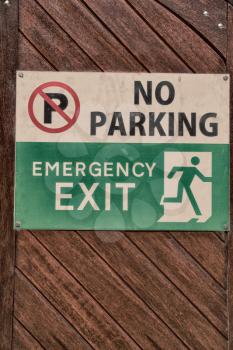 blur  in south africa  emergency  exit signal and no parking icon