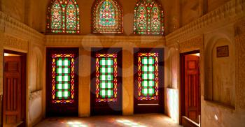 in iran blur colors from the windows the old mosque traditional scenic light