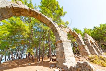 asia olympos    greece and  roman    temple   in  myra  the    old column  stone  construction 