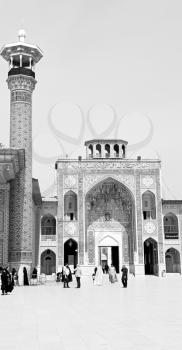 in iran the old      mosque and traditional wall tile incision near minaret