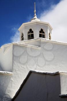 lanzarote  spain the old wall terrace church bell tower in teguise arrecife
