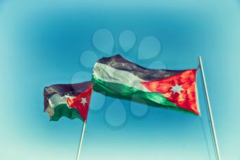 in jordan the national flag in the wind and sky
