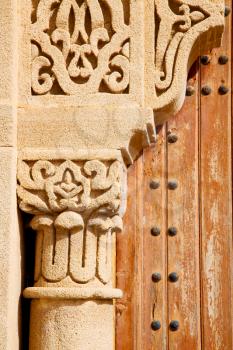 morocco old door and historical nail wood