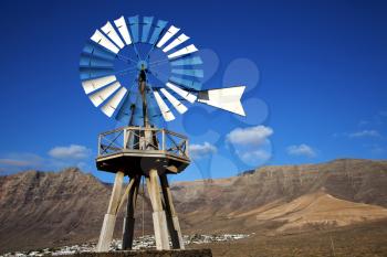 africa windmills and the sky in  isle of lanzarote spain 
