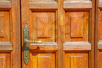 europe old in  italy  antique close brown door and rusty lock  closeup