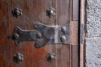 castle lock spain knocker lanzarote abstract door wood in the red brown 
