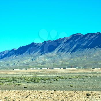 in   valley  morocco   africa the atlas dry  mountain   ground isolated hill 