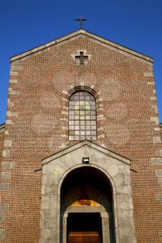  italy  lombardy     in  theturbigo  old   church  closed brick tower wall