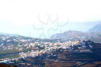 in      cyclades greece santorini europe the sky sea and village from hill