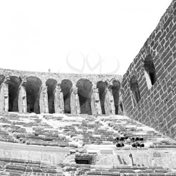 in   turkey     europe      aspendos the old theatre abstract texture    of step and gray