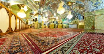 in iran inside the old antique mosque with glass and mirror traditional islam architecture
