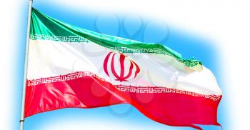 in iran iranian waving flag  the blue sky and wind
