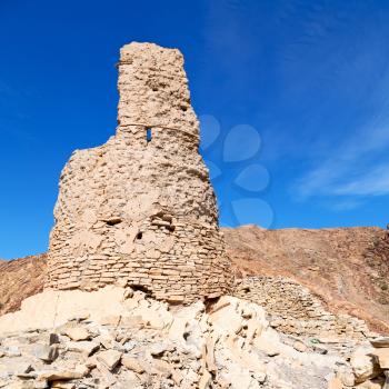 arch village house and  cloudy sky in   oman the old abandoned 