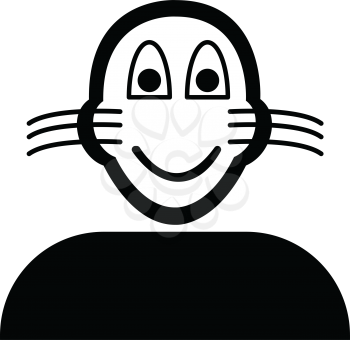 Flat black cat emoticon icon vector