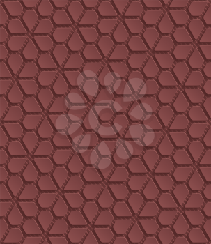 Marsala color perforated paper with cut out effect. Abstract 3d seamless background. Vector EPS10.