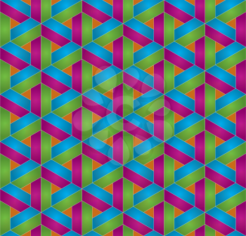 Multicolor Isometric Seamless Pattern. 3D Optical Illusion Background Texture. Editable Vector EPS10 Illustration.