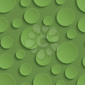 Greenery Circles Seamless Pattern. Abstract geometrical 3d tileable background. Vector EPS10.