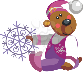 Vector. Bear with snowflake color 10. More cartoons in portfolio
