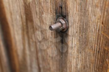 Old wooden door with bolt and nut 19952
