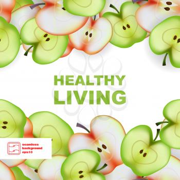 Healthy Living. Slice of Apple. Seamless Pattern. Vector illustration