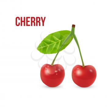 Cherry isolated on white background. Vector illustration